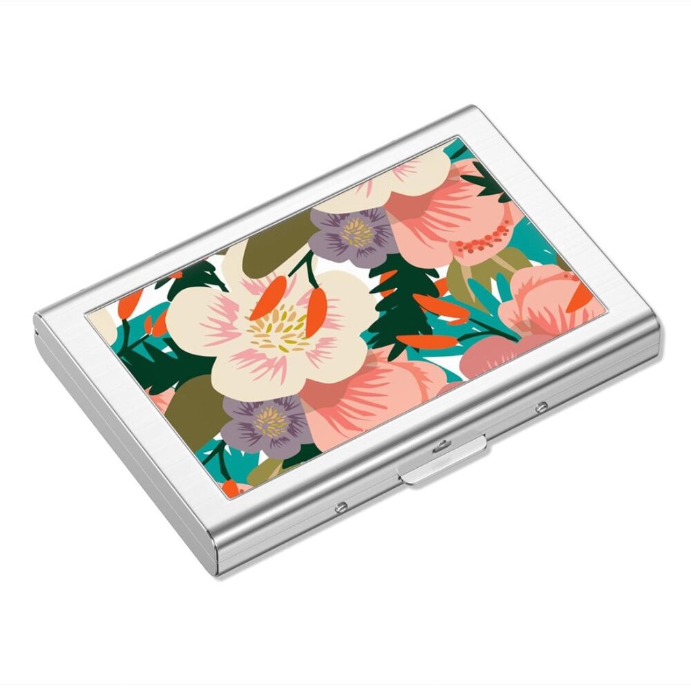 FLOWER Metal Credit Card Holder, Mini Credit Card Wallet RFID Blocking Slim